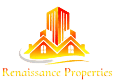 Golden homes and tower logo for Renaissance Properties